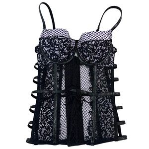 Victoria Secret Caged Lace & Mesh Corset Bustier Push Up Top